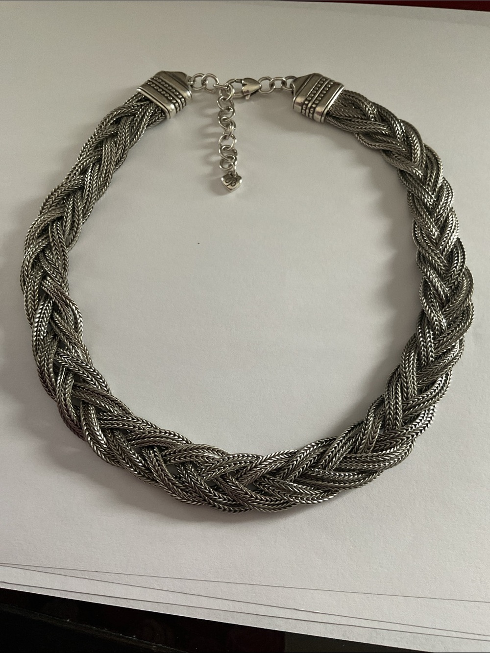 Brighton braided silver choker necklace